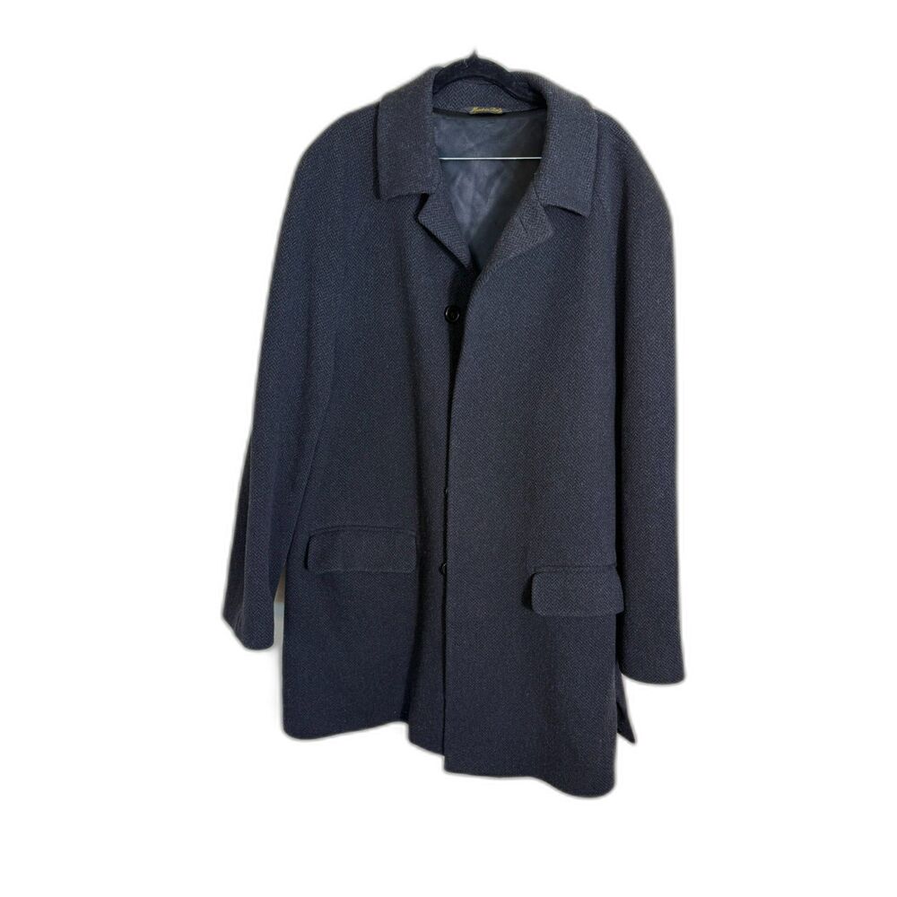 Vintage Marshall Fields Charcoal Gray Wool Blend Trench Coat size 44 L